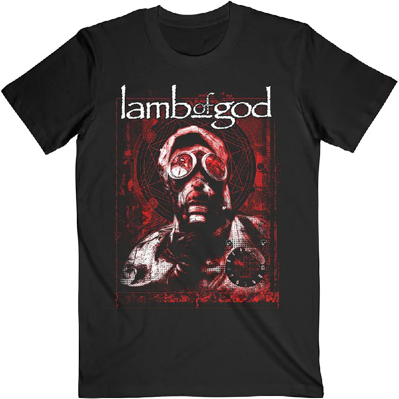 Lamb Of God | Official Band T-Shirt | Gas Masks Waves Jersey Fabric Tulle Fabric Batik Fabric