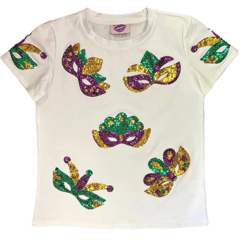 Mardi Gras Mask Tee Fashionable Trendy Casual