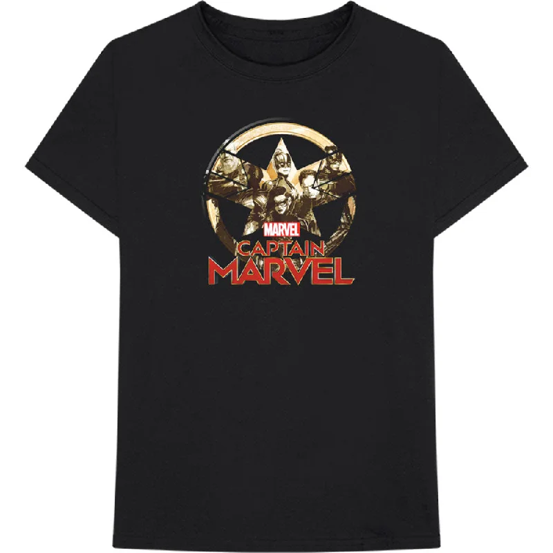 Marvel Comics | Official Band T-Shirt | Captain Marvel Star Logo Elasticated Padded Insulated