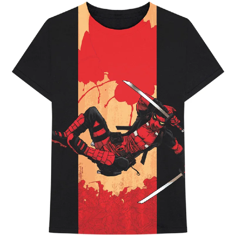 Marvel Comics | Official Band T-Shirt | Deadpool Samurai Satin Fabric Silk Fabric Chiffon Fabric