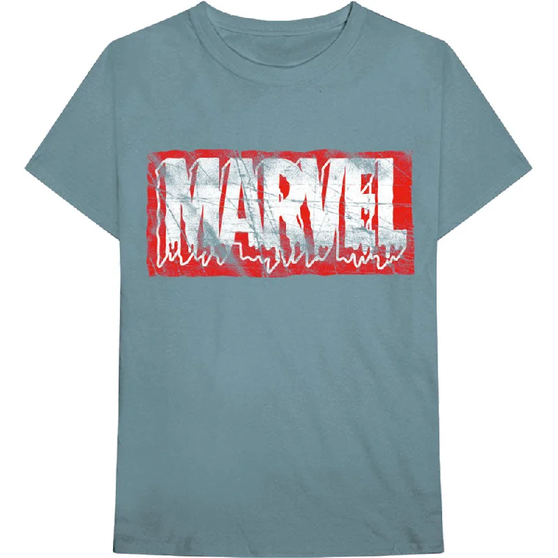 Marvel Comics | Official Band T-Shirt | Distressed Dripping Logo Satin Blend Silk Blend Wool Blend