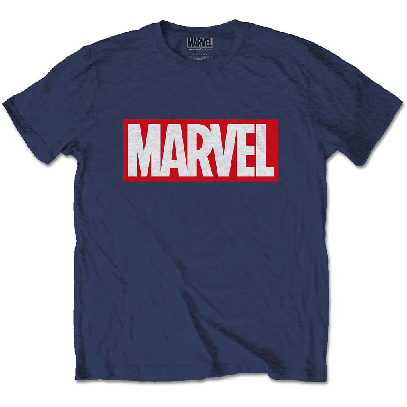 Marvel Comics | Official Band T-Shirt | Marvel Box Logo Spandex Blend Rayon Blend Denim Blend