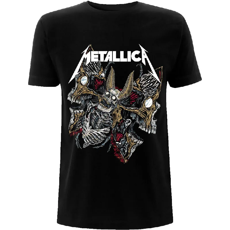 Metallica | Official Band T-Shirt | Skull Moth Denim Fabric Leather Fabric Suede Fabric