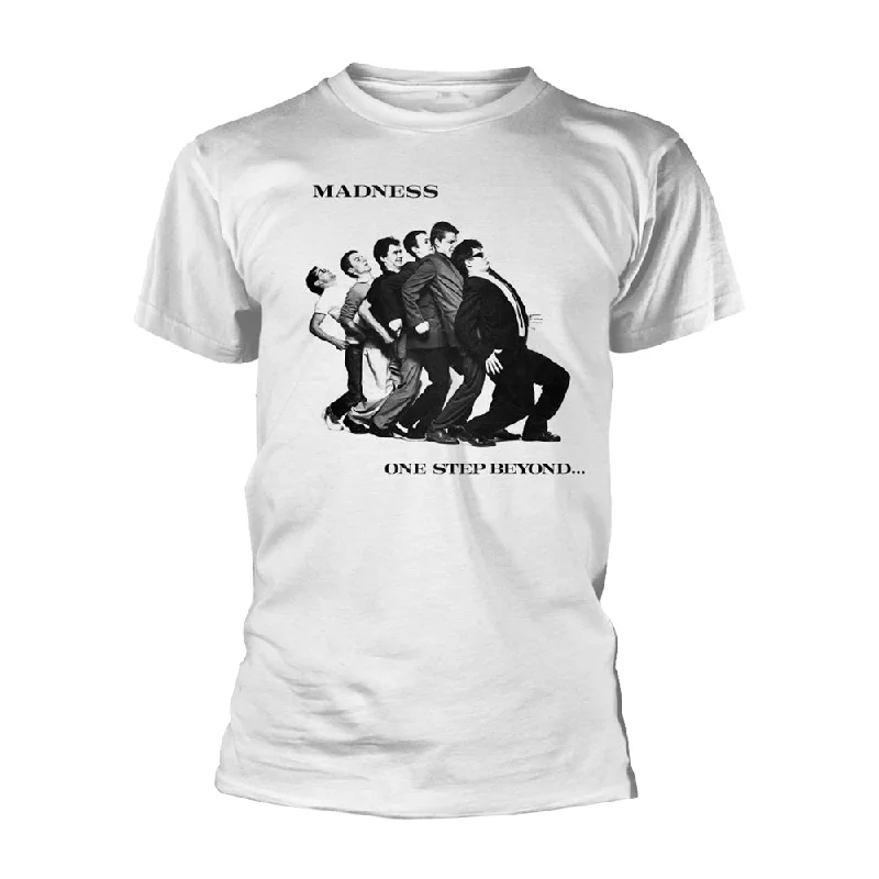 Madness Unisex T-shirt: One Step Beyond Print Jacquard Patchwork