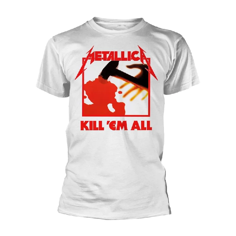 Metallica Unisex T-shirt: Kill Em All (White) (back print) Spandex Blend Rayon Blend Denim Blend