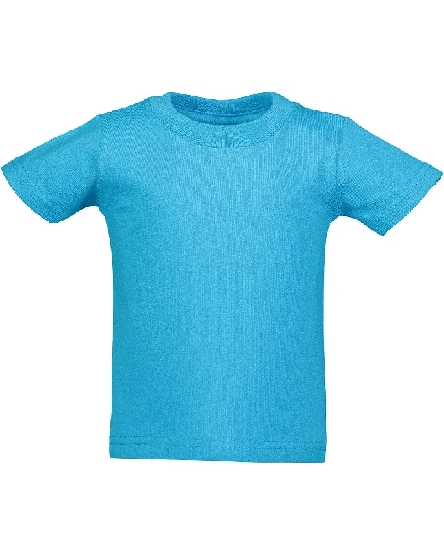 Rabbit Skins Infant T-Shirt | Turquoise Houndstooth Herringbone Solid