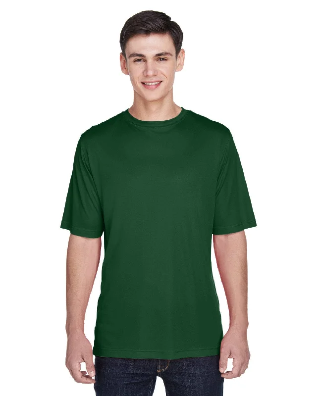 Team 365 Mens Zone Performance T-Shirt | Sport Dark Green Striped Floral Plaid