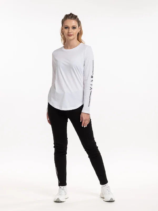 X.Lab Long Sleeve Tee - White Embroidered Appliqued Beaded