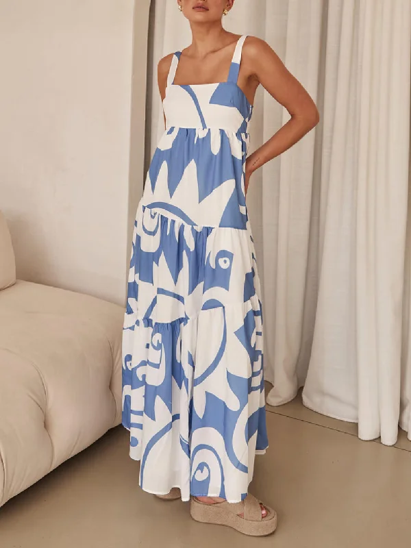 Bohemian Geometric Stylish Print Maxi Dress Comfortable Bohemian Maxi Dress