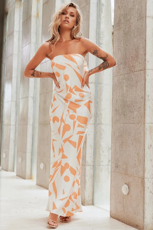 Dawn Maxi Dress - Orange Fashionable Asymmetrical Maxi Dress