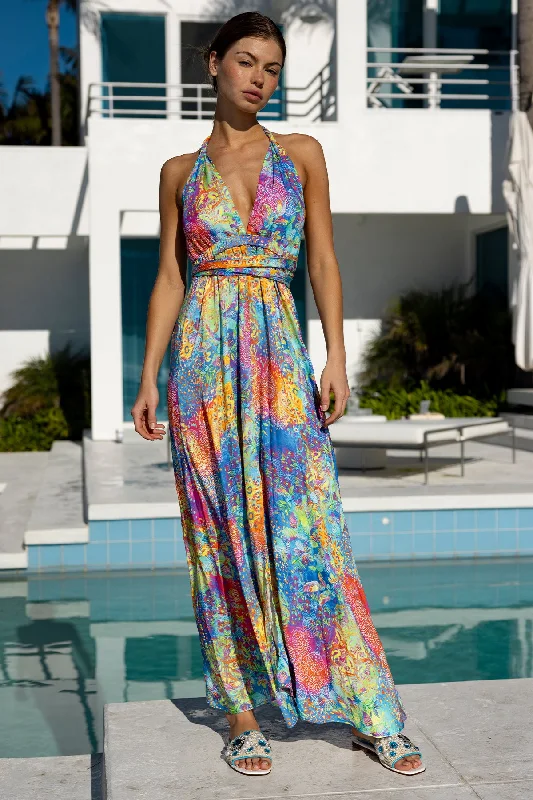 DECO GARDENS - Convertible Maxi Dress • Multicolor Stylish Boho Maxi Dress