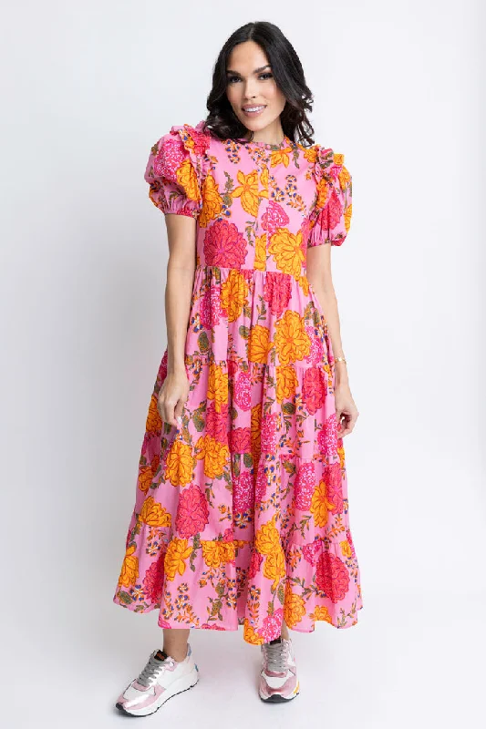 Floral Puff Sleeve Maxi Dress Trendy Printed Maxi Dress