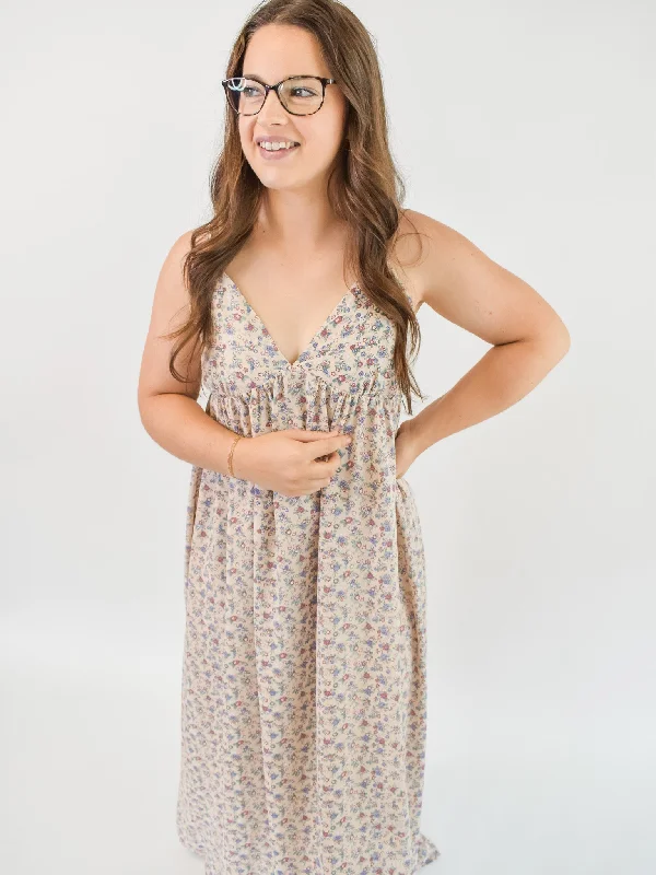 Radiate Positivity Floral Maxi Dress Comfortable Maxi Dress with Belt