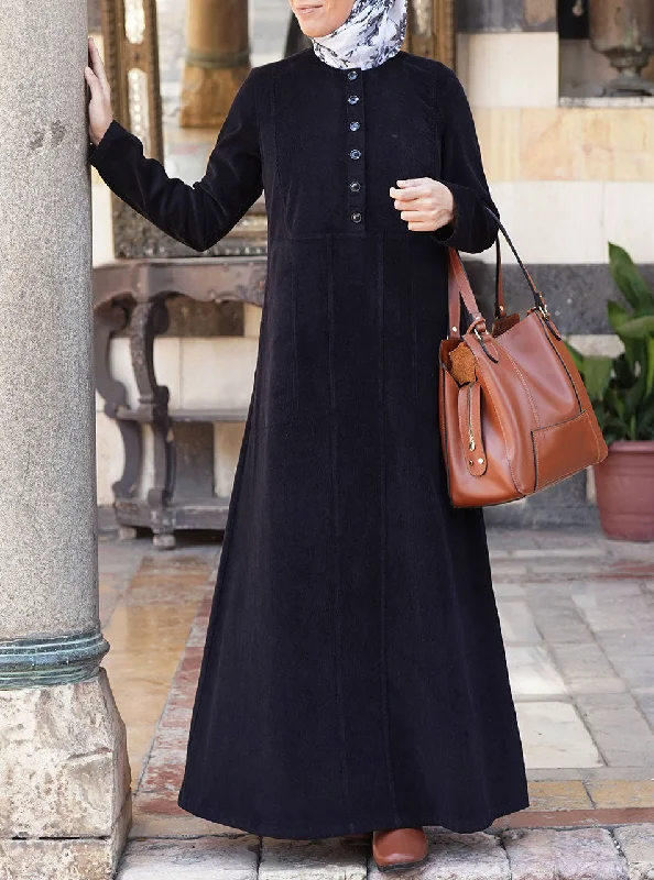 Thick Corduroy Maxi Dress Trendy Maxi Dress with Belt