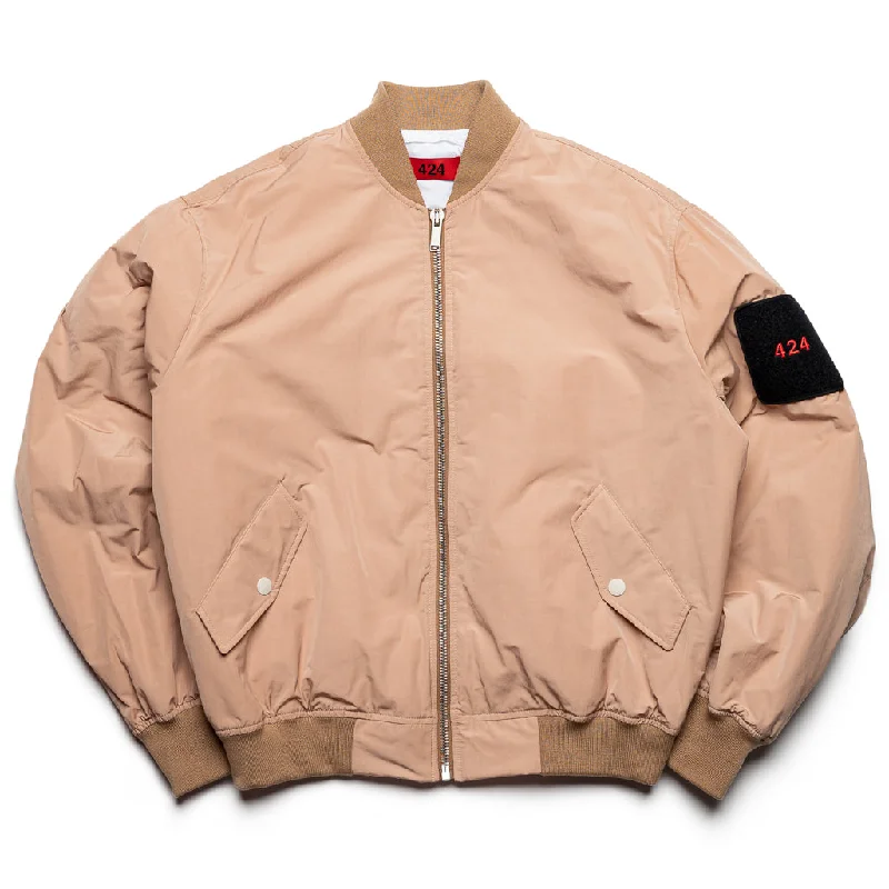 424 Bomber Jacket - Beige Welt Pockets Slit Pockets Flap Pockets