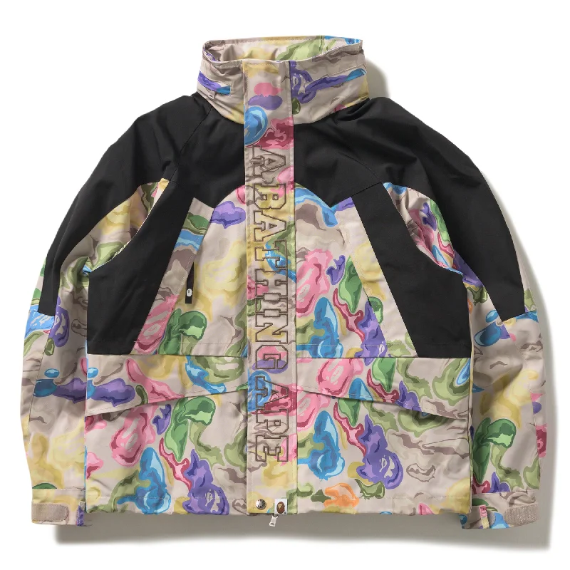 A Bathing Ape Art Camo Snowboard Jacket - Multi Snapped Jacket Toggled Jacket Drawstring Jacket