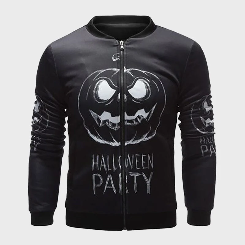 Halloween Party Black Jacket Front Pockets Side Pockets Patch Pockets