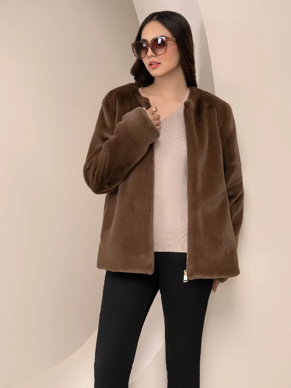 Fur Jacket Notch Collar Jacket Peter Pan Collar Jacket Cowl Neck Jacket