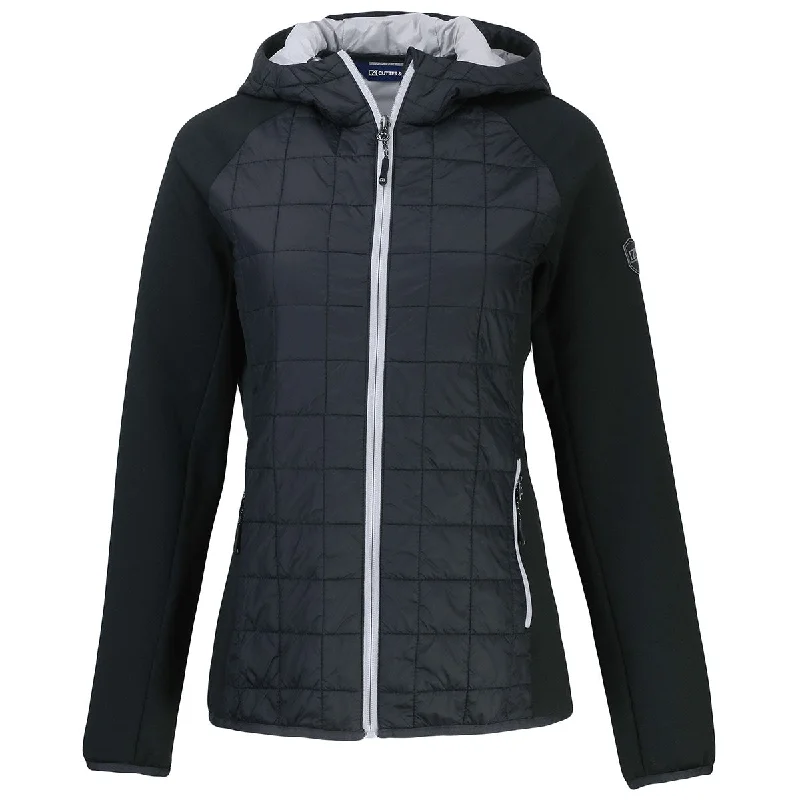 Cutter & Buck Women's Black Rainier Primaloft Eco Full Zip Hybrid Jacket Elasticated Jacket Padded Jacket Insulated Jacket