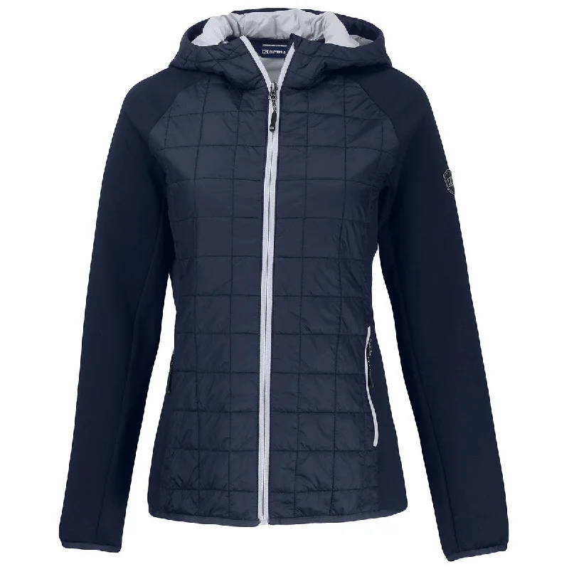 Cutter & Buck Women's Dark Navy Rainier Primaloft Eco Full Zip Hybrid Jacket Ribbed Jacket Pleated Jacket Ruffled Jacket