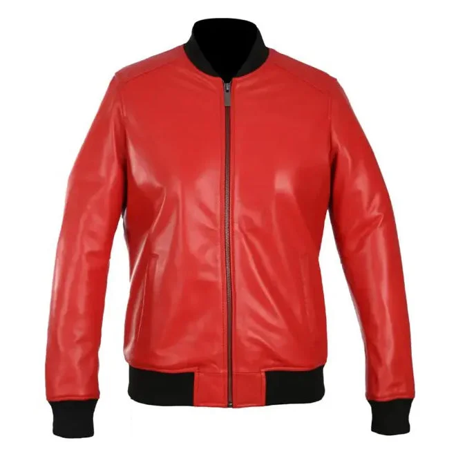 Lyla Women's Real Leather Bomber Jacket Red Mesh Jacket Canvas Jacket Denim Jacket