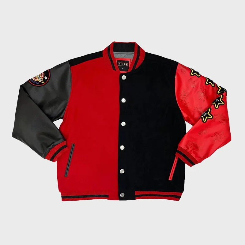 Men’s Red Varsity Jacket Mesh Jacket Canvas Jacket Denim Jacket