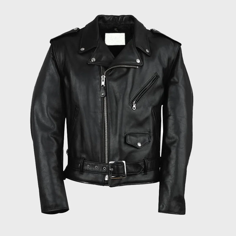 Men's Black Motorcycle Leather Jacket Trench Coat Raincoat Waterproof Jacket