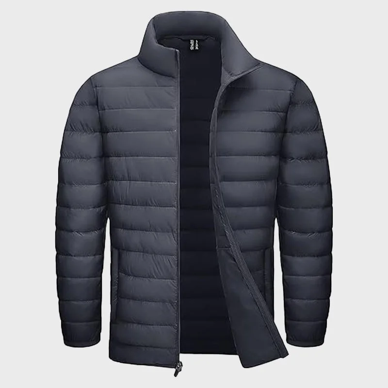 Men's Insulated Black Puffer Jacket One-Shoulder Jacket Off-the-Shoulder Jacket Asymmetrical Jacket