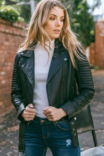 Sophie's Leather Motorcycle Jacket for Women Insulated Jacket Fitted Jacket Loose Jacket