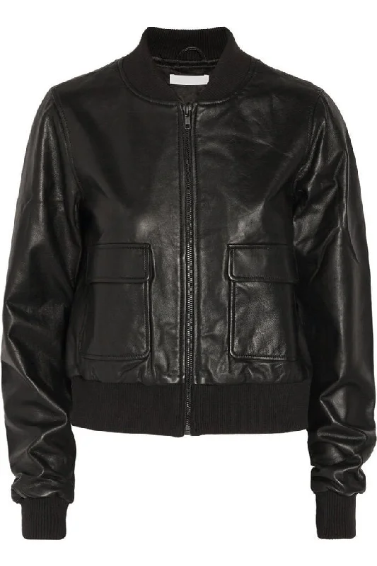 Super Barry Women Bomber Black Leather Jackets Fitted Jacket Loose Jacket Oversized Jacket