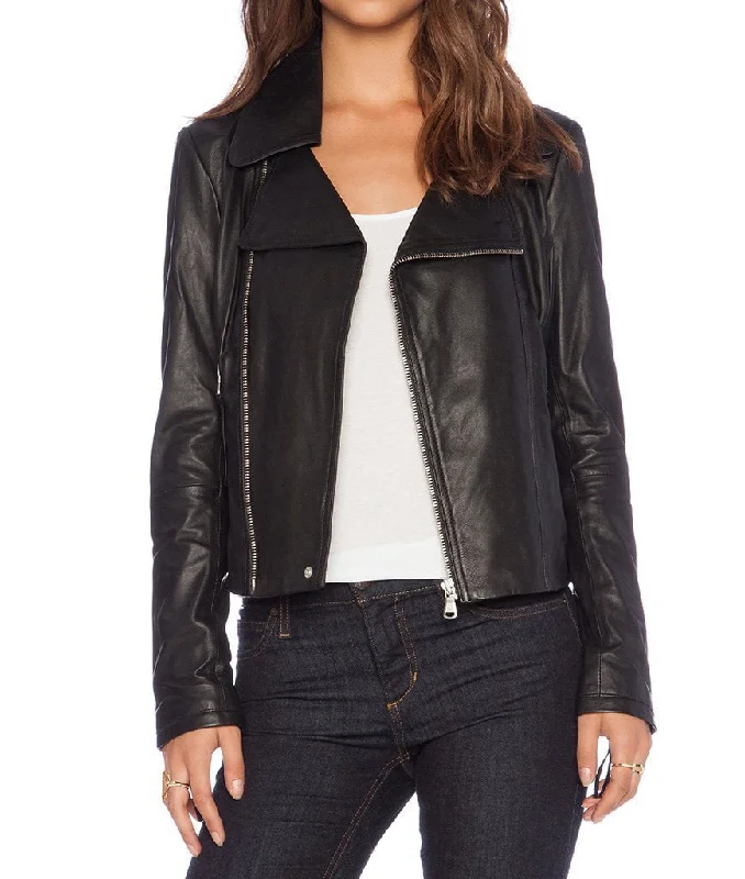 Super Buzy Women Biker Black Leather Jackets Denim Fabric Leather Fabric Suede Fabric