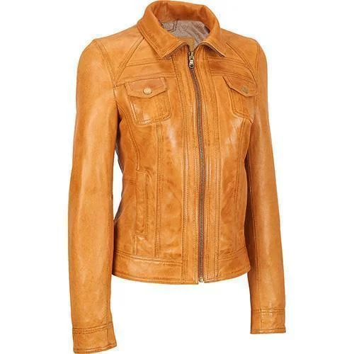 Super Goldenbrown Women Classic Leather Jackets Striped Jacket Polka Dot Jacket Floral Jacket