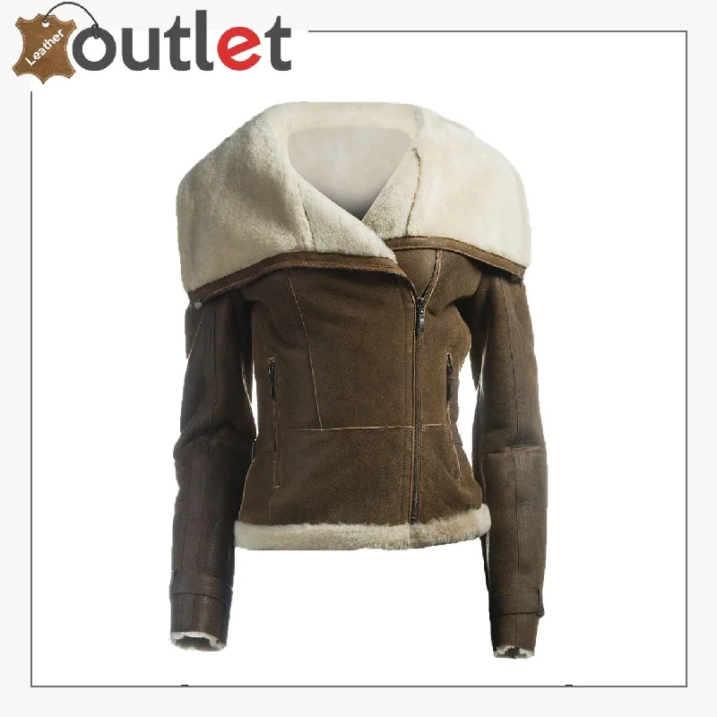 Women Oversize Fur Collar Leather Jacket Satin Jacket Silk Jacket Chiffon Jacket