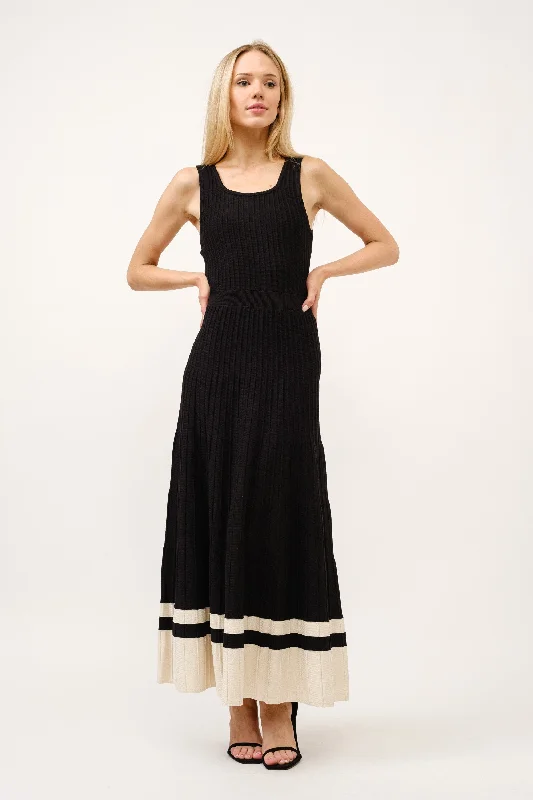 All Angles Color Block Wide Rib Maxi Dress Fashionable High-Low Maxi Dress