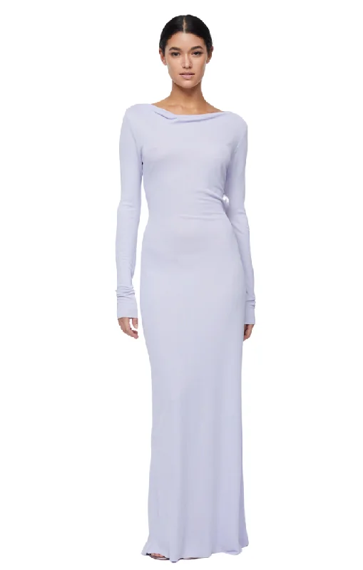 Amara L/S Maxi Dress - Lilac Trendy Ruffled Maxi Dress