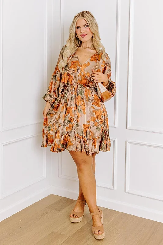 Amazing Views Floral Mini Dress Curves Comfortable Ruffle Mini Dress