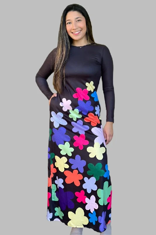 Asymmetric Floral Maxi Dress Comfortable Ruffle Maxi Dress