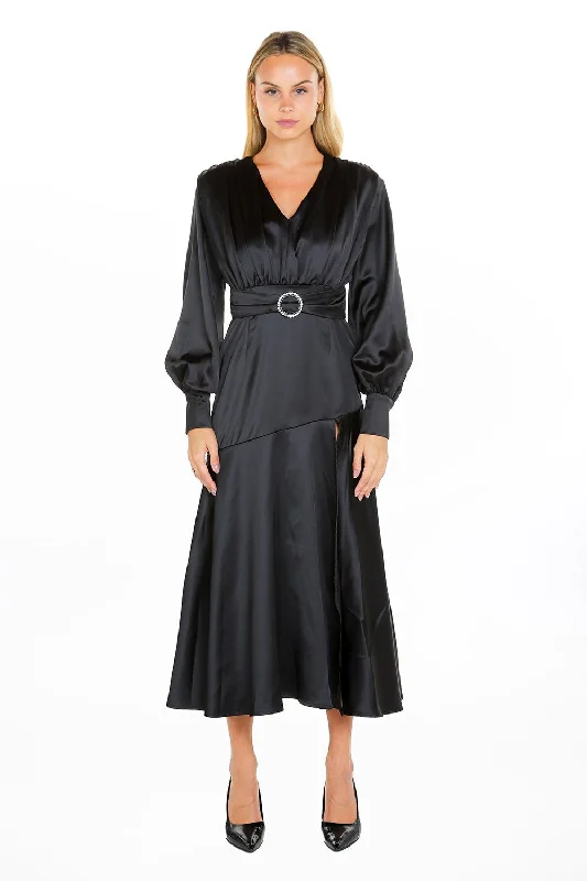 Beulah Stain Maxi Dress With O-Ring Trendy Maxi Dress with Bow