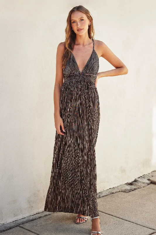 Boogie Nights Metallic Maxi Dress Elegant Maxi Dress with Pockets