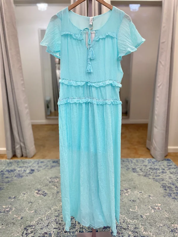 By The Water Aqua Maxi Dress Comfortable Bohemian Maxi Dress