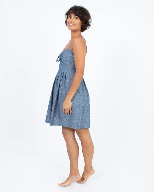 Chambray Mini Dress Fashionable Party Mini Dress