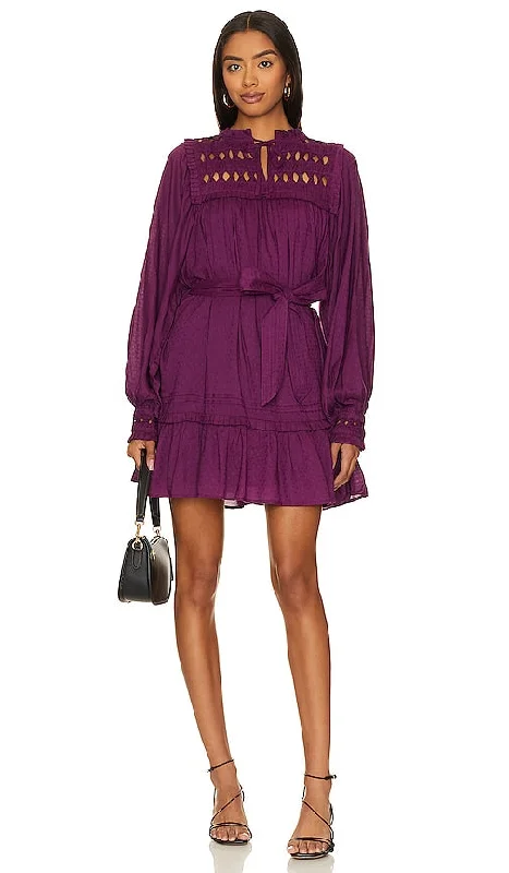 Cleobella Musette Mini Dress in Purple Casual High-Waist Mini Dress