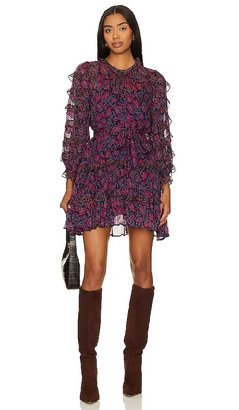 Cleobella Rosalia Mini Dress in Purple Trendy Mini Dress with Belt