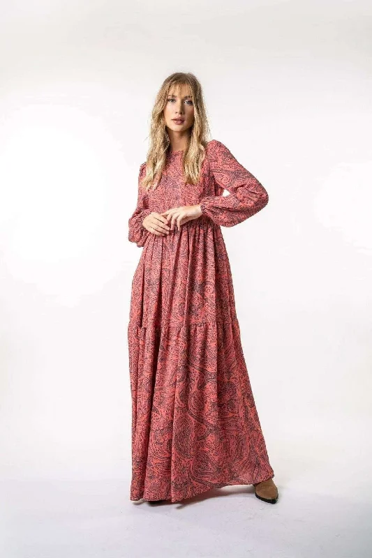 Eva Long Maxi Dress with Long Sleeves Chic Summer Floral Maxi Dress
