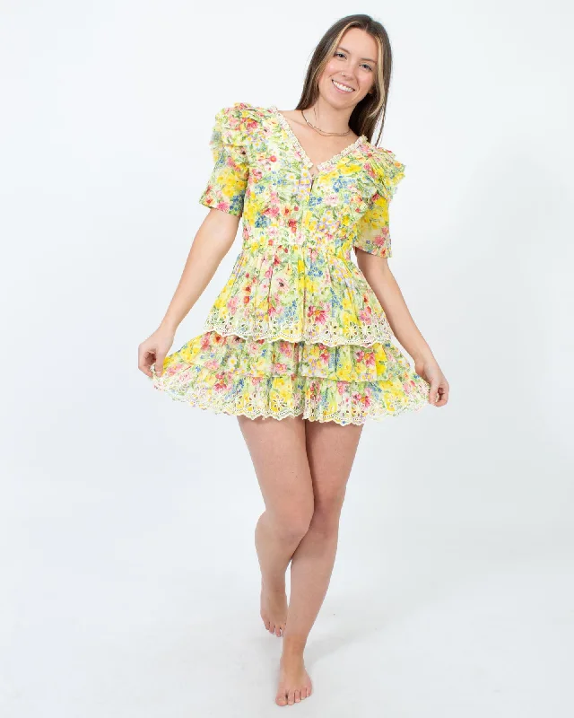 Floral Mini Dress Stylish Button-Down Mini Dress