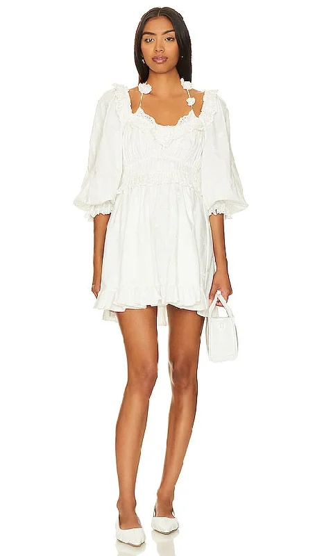 For Love & Lemons Tiana Mini Dress in White Classic Black Mini Dress