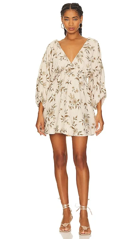 Free People Portia Mini Dress in Ivory Classic Solid Mini Dress