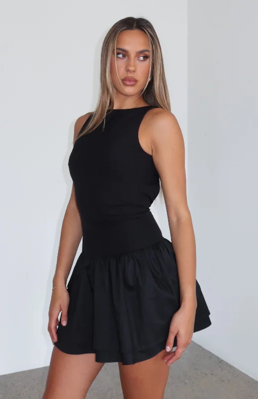 Good Girl Mini Dress Black Comfortable Fit-and-Flare Mini Dress