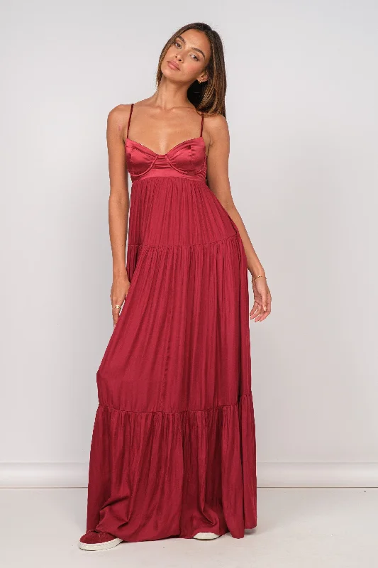Grand Entrance Silky Bra Top Maxi Dress Fashionable Layered Maxi Dress