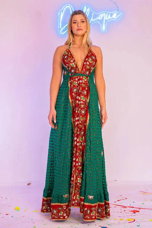 Green One of a kind Maxi Dress Trendy Maxi Dress with Bow